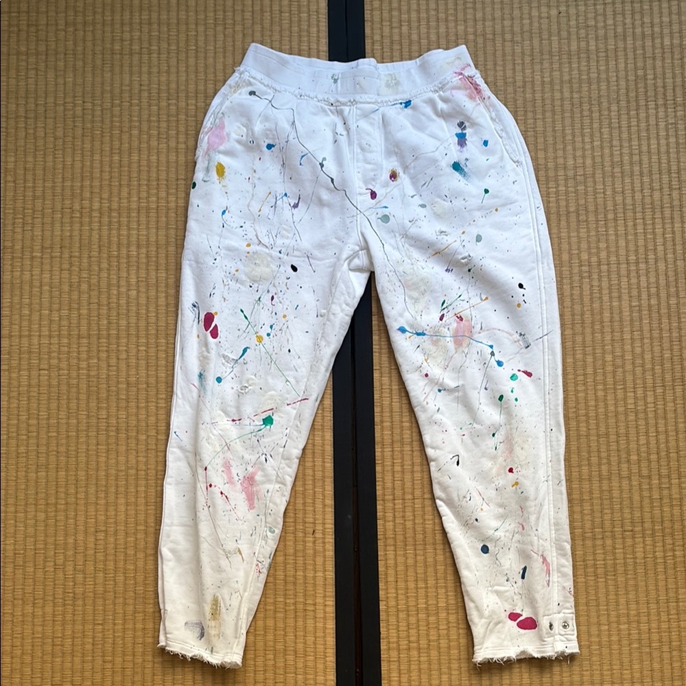 White Paint Splatter Joggers